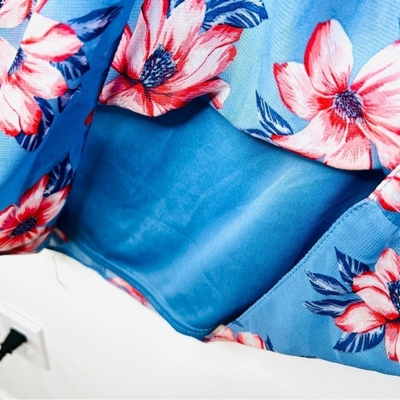 Primark Blue Floral Shift Tropical Swing Dress Size 10 - Picture 6 of 14